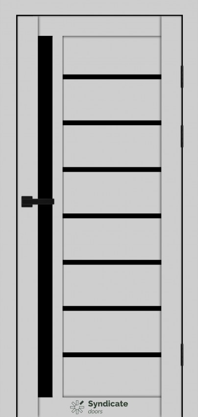 Двери Syndicat Doors PVC 101 Серый матовый чёрное стекло